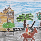 Έργο μαθητή 1ου Δημοτικού σχολείου Ζακύνθου για το μαθητικό διαγωνισμό ζωγραφικής με θέμα τη γκιόστρα